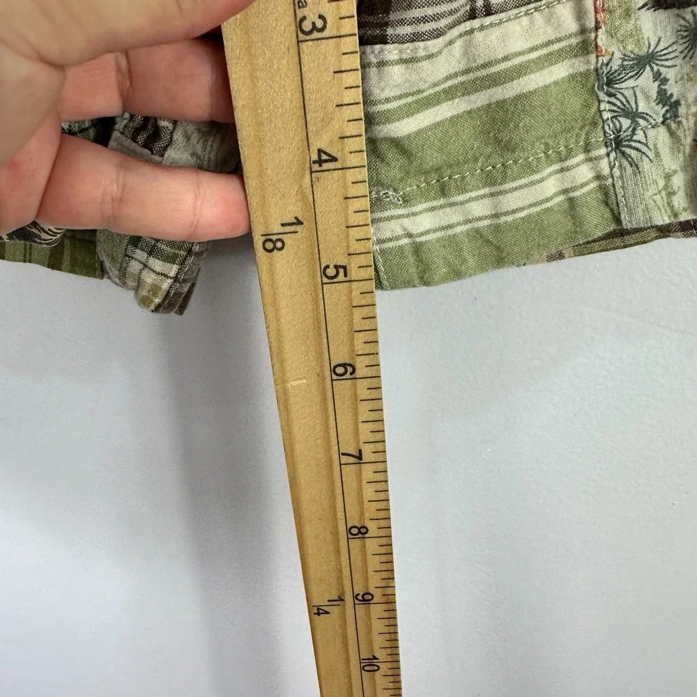 Old‎ Navy Cargo Shorts Toddler Boys 4T Green Patchwork Plaid Tropical Pineapple